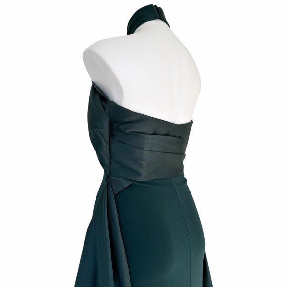 Solace London Rumi Emerald Green Satin Twill Crepe Halterneck Gonwn Size 6 - Picture 8 of 13